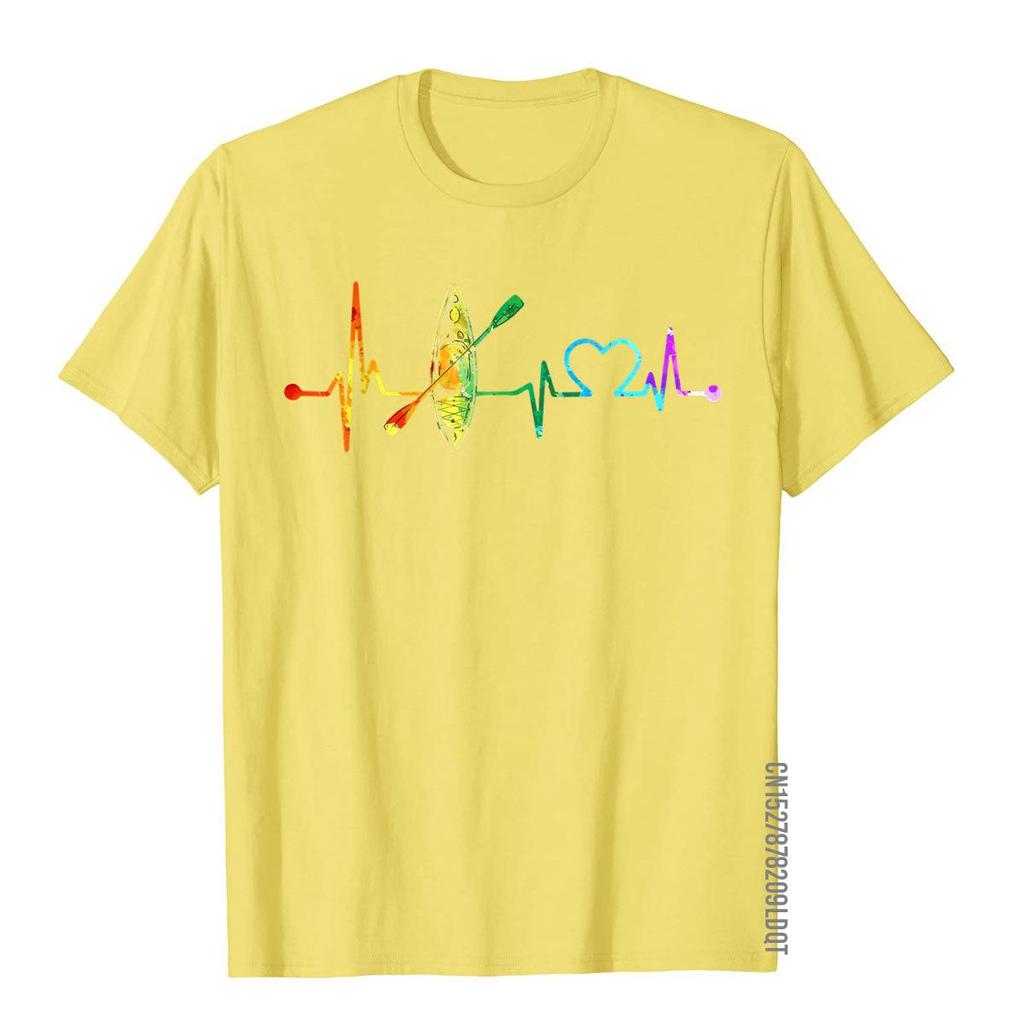 Kayaking Lover My Heartbeat Is A Kayak Vintage Color TShirt Printed On Tops  Tees Cotton Male T Shirt Simple Style On Sale
