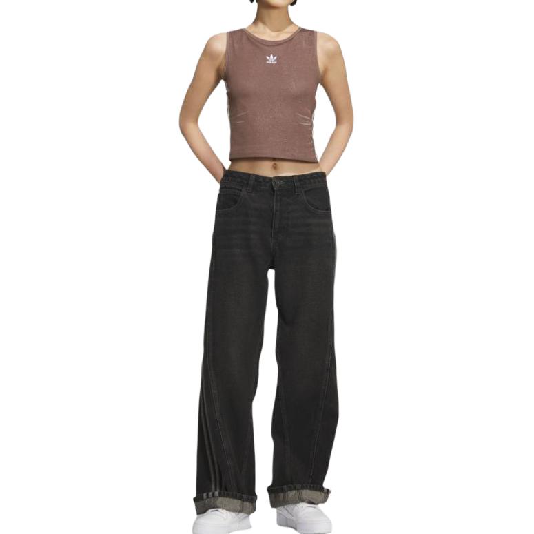 adidas Originals Fake Denim Padded Tank Fashion Sleeveless Sports Vest Women Tops KE3892