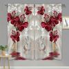 2 Pieces of Flowers Printed Curtains, Pole Bag Curtains 30*65, Bedroom, Living Room, Home Decoration, Room Decoration