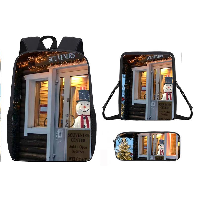 Christmas ChristmasDay Student School Bag Backpack Satchel Bag Pencil Case D Storage Christmas