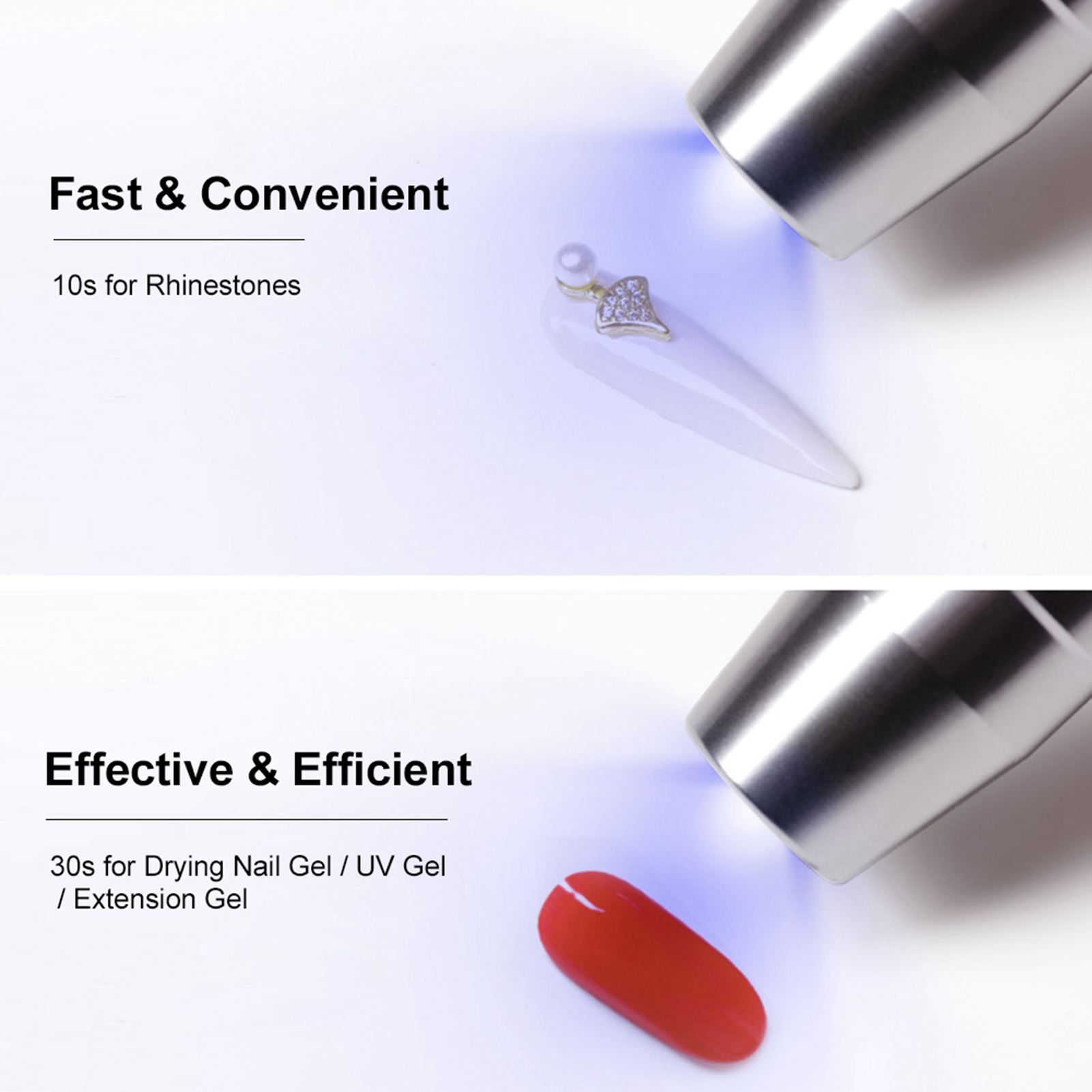 

Nail LED Flashlight Mini Flashlights for Nails Drying Lamp Rechargeable & Portable Nail Dryer for Nail UV Gel чорний