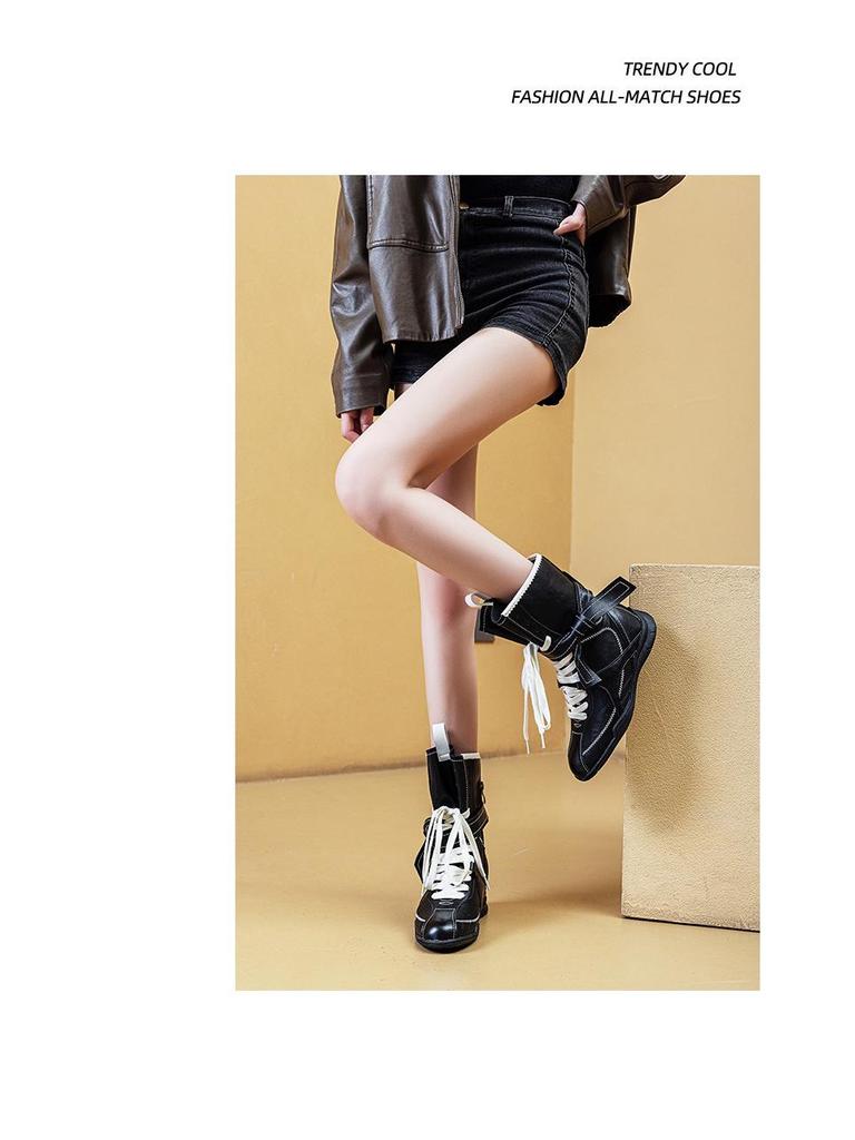 Damen Retro Martin Mid-Calf Lederstiefel - Kleine Größe, Braun, Dicke Sohle, Herbst 2025 Edition