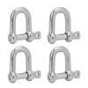 4PCS Stainless Steel D Shackle Marine Hardware Boat D Ring Polished Shackle for Coupling Chain and