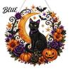 Halloween Halbmond Dekoration Schwarze Katze Strass Malset Facettierter Kunstkristall Hängende Dekoration Niedliches Bastelset DIY Fenster für Heimparty,