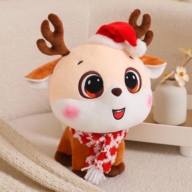 Christmas Deer Plush Figurines - Festive Reindeer Decorations