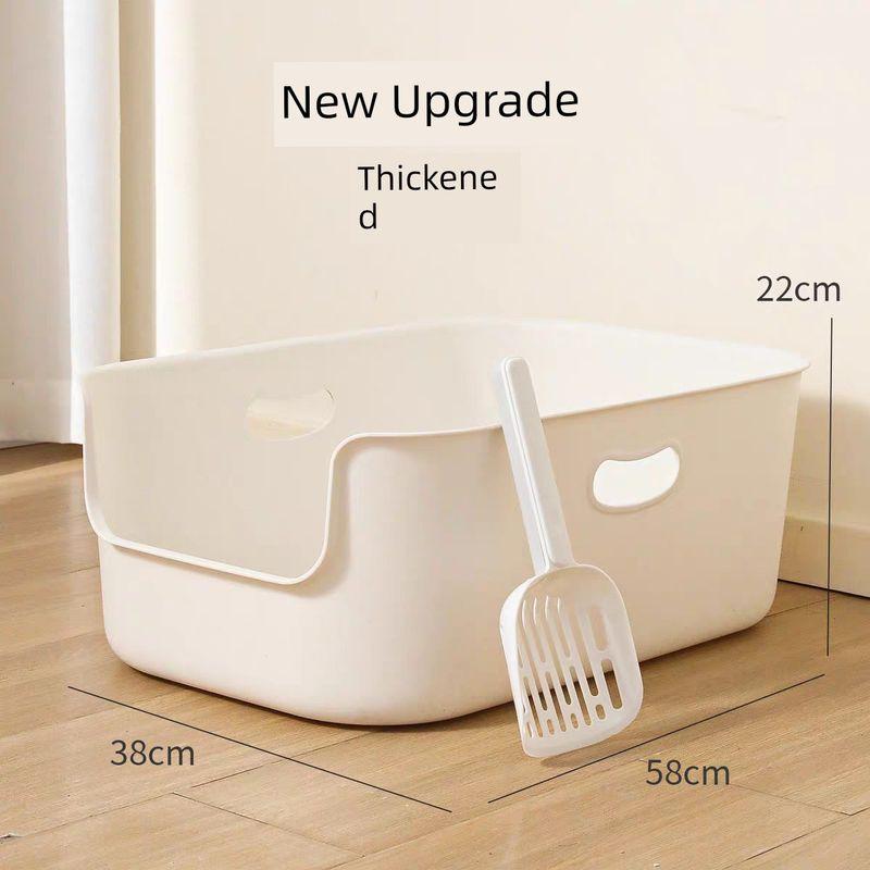 

Очень большой лоток для кошек большой вместимости, против песка плюс высокий, большой, против брызг, интегрированный, утолщенный, открытый кошачий туалет New upgrade white thickened large 58*38*22