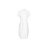 Polo Solid Color Polo Collar Button Front Midi Short Sleeve Dress Women Dresses White 211935153-001