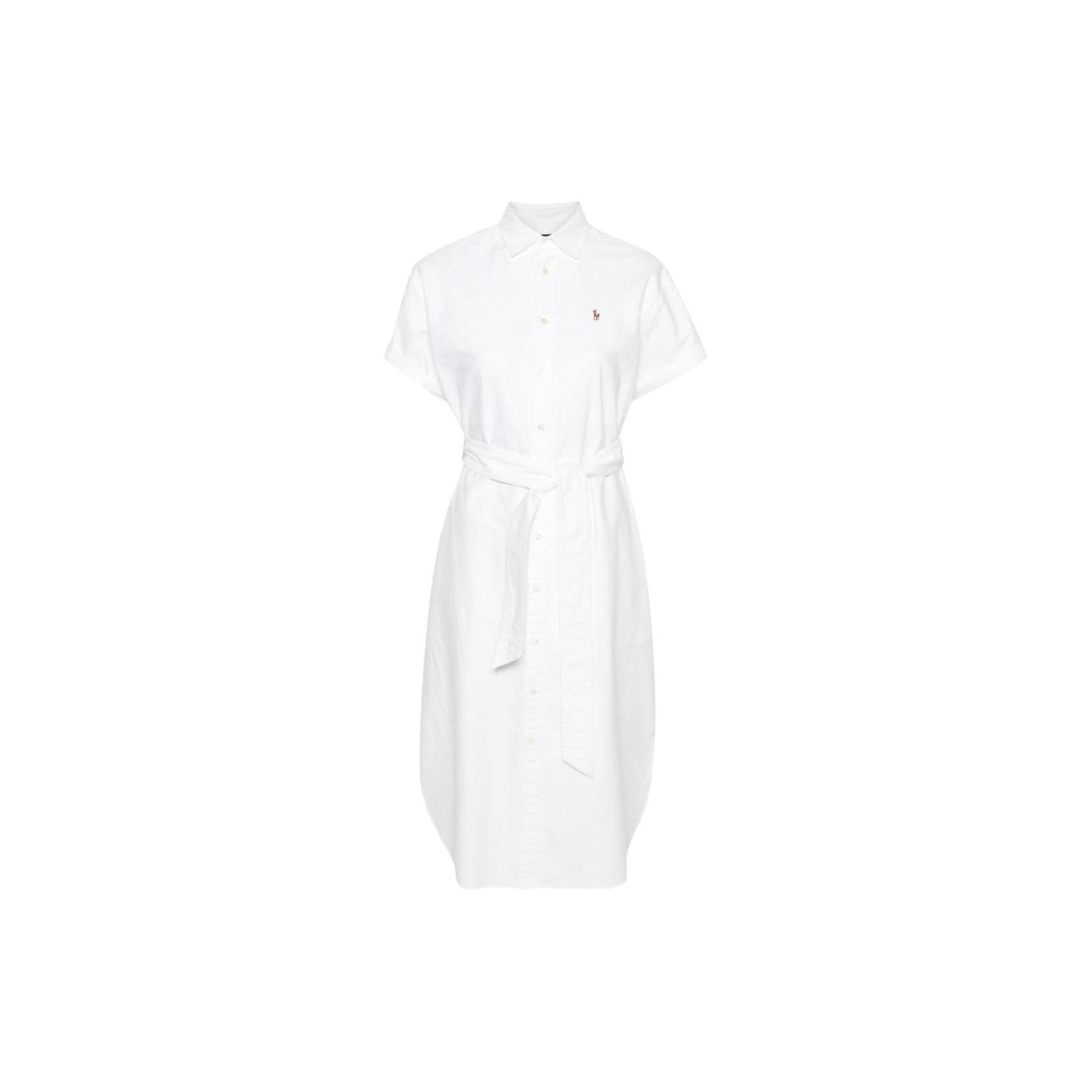

Платье-поло Ralph Lauren однотонное, с воротником поло, на пуговицах спереди, миди, с коротким рукавом, женское, белое 211935153-001 M