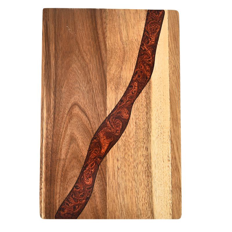 Acacia Wood Double-Sided Cutting Board with Resin Splice Square красный