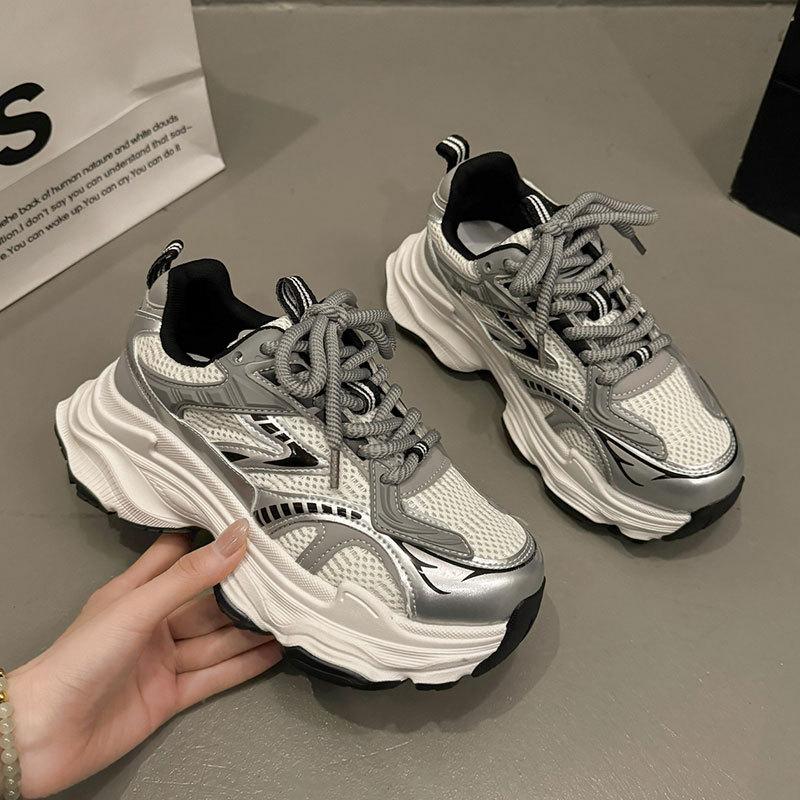 Dirty Dad Shoes Women's Autumn New Hong Kong Style Showing Small Casual Thick-soled Breathable Sports Shoes