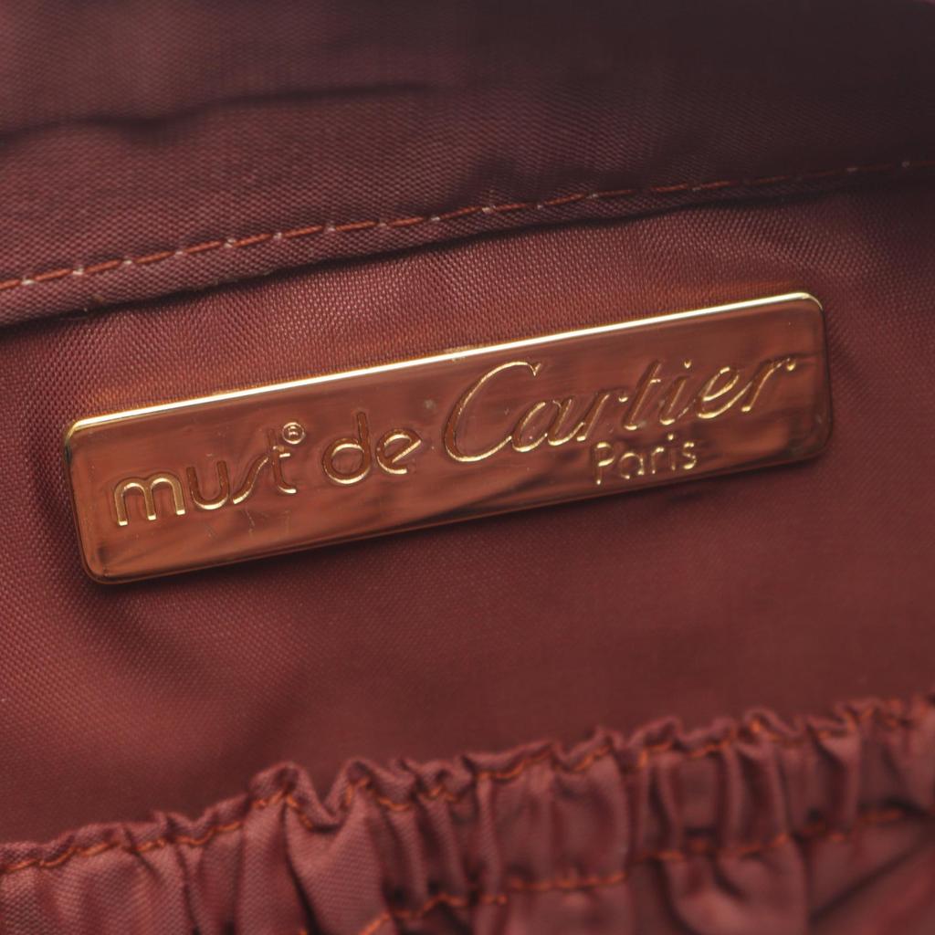 Used CARTIER Must Line Business Bag Clutch Bag Leather Bordeaux Used Women