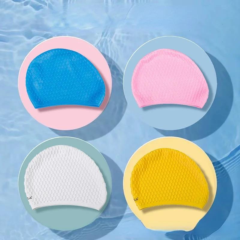 Men Women Universal Silicone Swimming Cap for Adult Hair Protection Elestic Swim Hat Long Hair Protection Swimming Caps