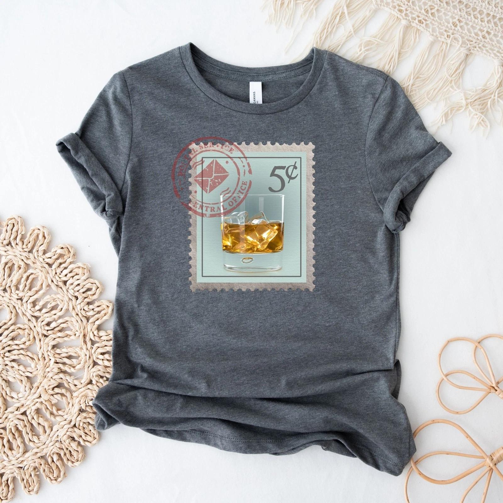 Whiskey Postage Stamp Shirt L