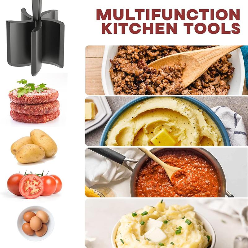 Meat Chopper Heat Resistant Masher Utensil For Hamburger Meat Non Stick Potato Masher Ground Beef Turkey Chopper Kitchen Gadgets
