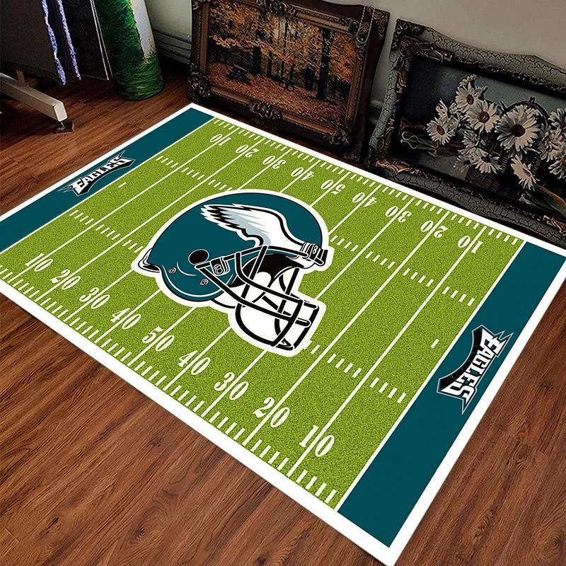 American Football Field Print Area Rugs for Bedroom Bedside Floor Mat Outdoor Rugby Sport Carpet Balcony Hallway Decor Mat