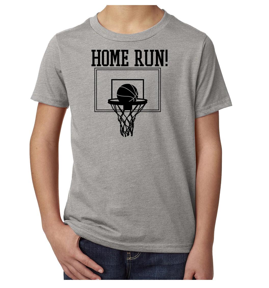 Home Run Basketball Tee, Kids Funny Graphis kids boys T-Shirts, Basketball Shirts 100
