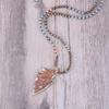 Collana KELITCH con Perle di Agata Opaca e Cristallo, Ciondolo Pietra Preziosa, Collana Lunga Statement per Donne (4 Ciondoli)