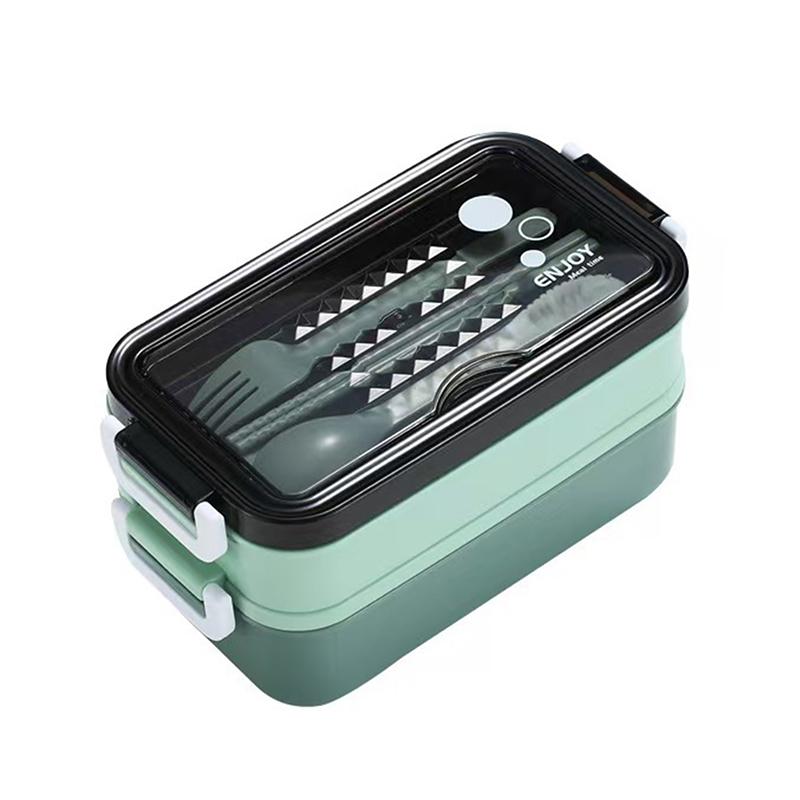 Japanese Style Double Layer Lunch Box Leak Proof Sealed Reusable Bento Box for Picnic Travel Office School