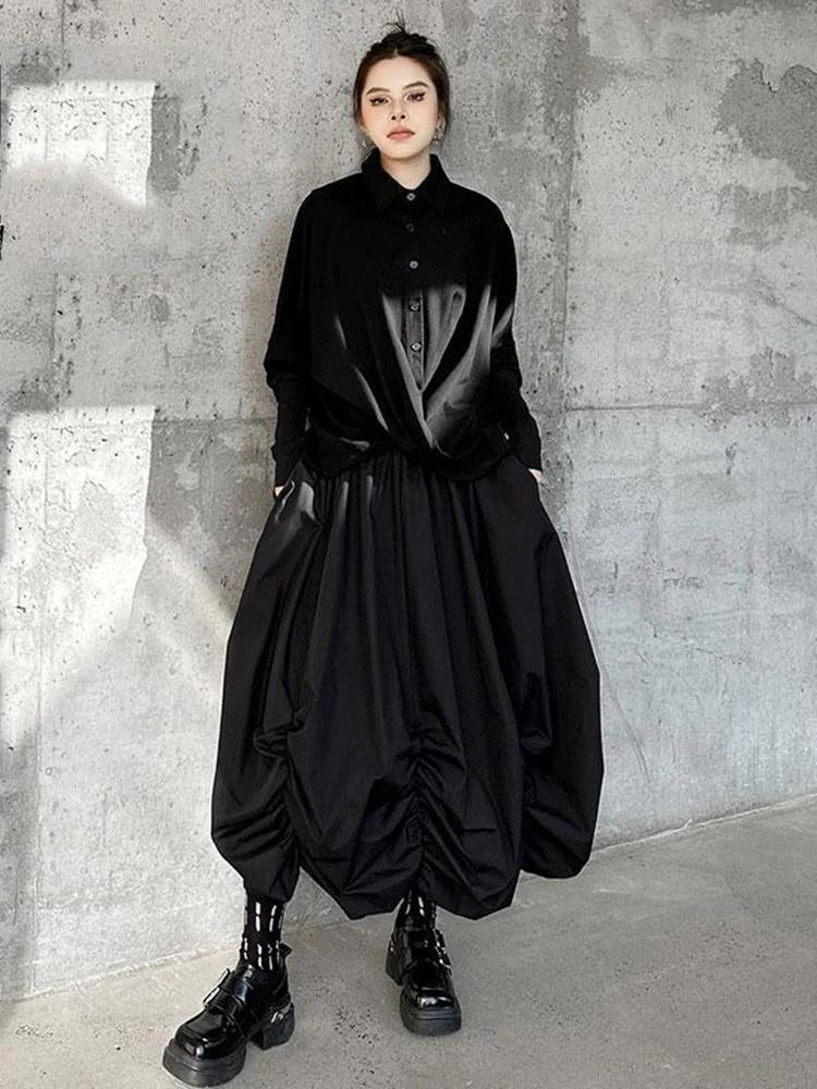 XITAO Loose Irregular Folds Street Trendy Asymmetric Skirt GMM1323