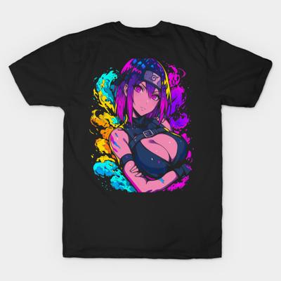 Asian Size Cotton Unisex Tshirt Print T-shirt Tenten Naruto Shippuden Colorful Fan Art T-shirt No-Cut Print Regular Fit
