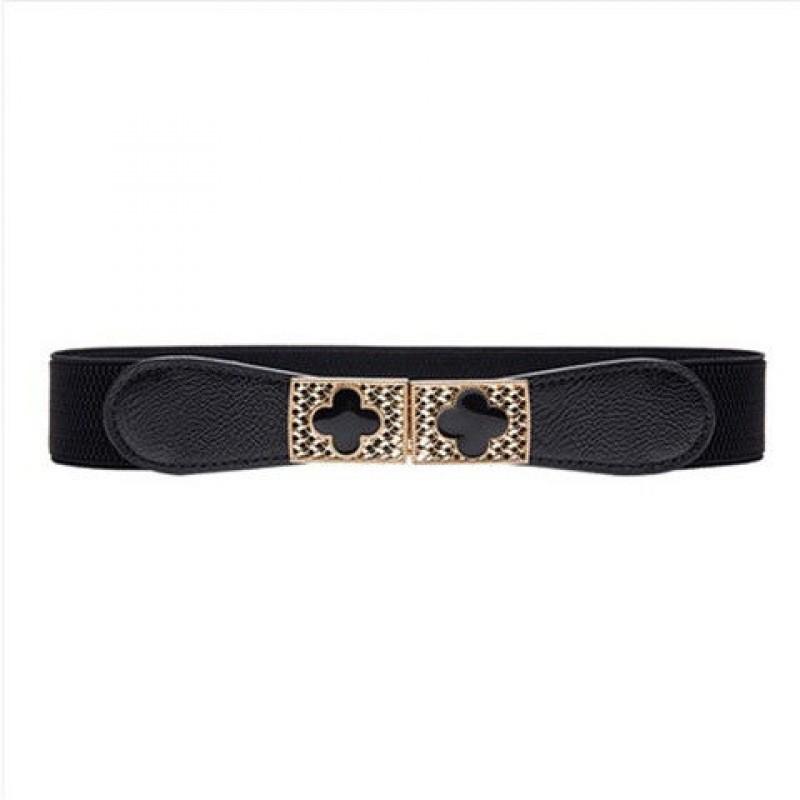 Womens Stylish Pu Elastic Waist Belt Versatile For Dresses And Skirts In Black Minimalist