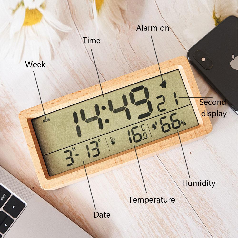 Wooden Led Simple And Creative Two-Color Alarm Clock Sound Control Digital Electronic Desktop Accessories New Retro Luminous