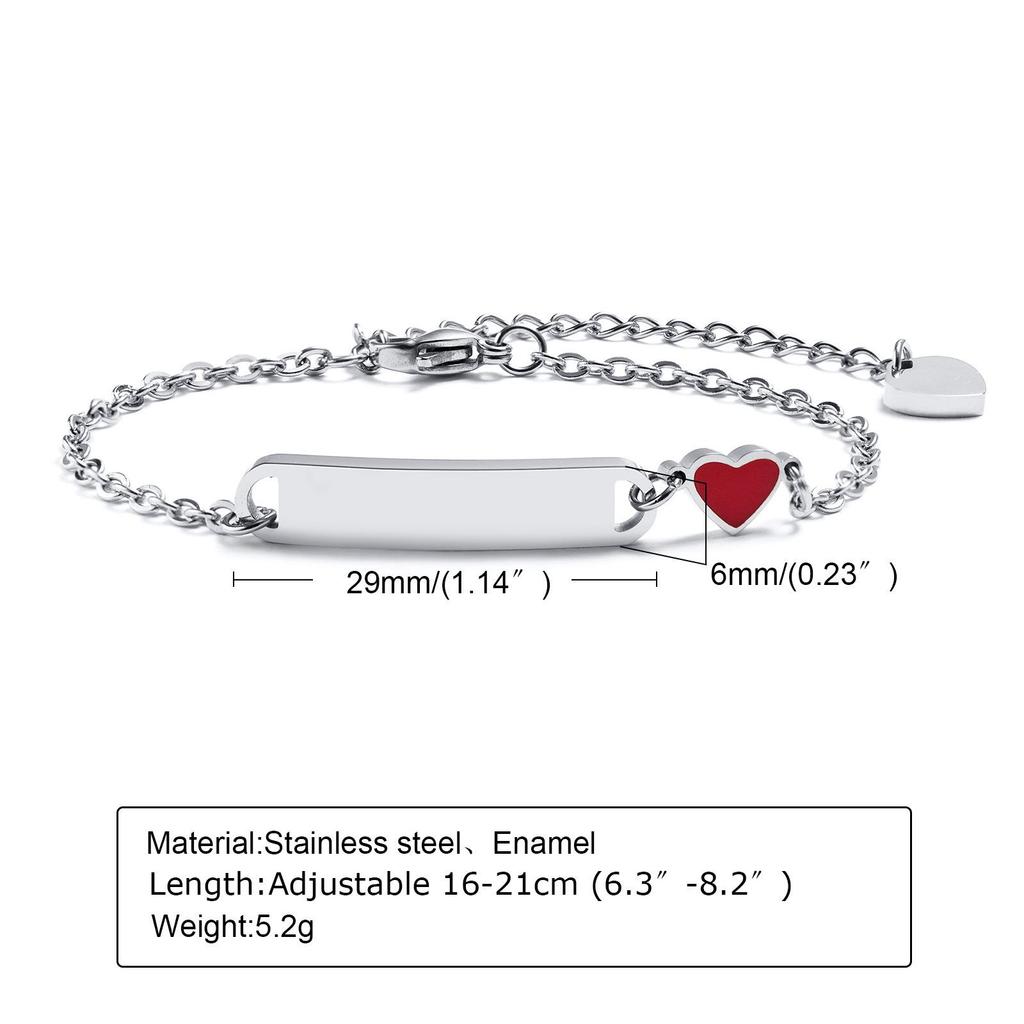 Engravable Heart Bracelet: Stainless Steel & Resin for Women and Children