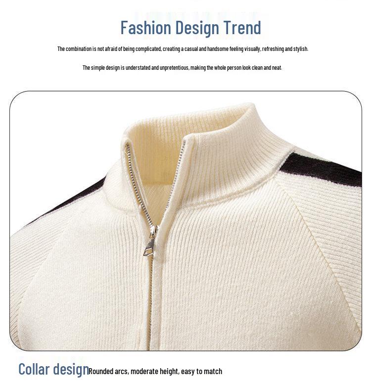 2025 Winter Men's Korean Style Half-Zip Stand Collar Knit Pullover, Plus Size Casual Base Layer
