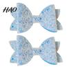 Glitter Bow Hair Clips for Girls 2Pcs Solid Color Clip Girls, Double Layer Sparkling Decorative Toddlers Hairpin, Accessory with Non-Slip Grip