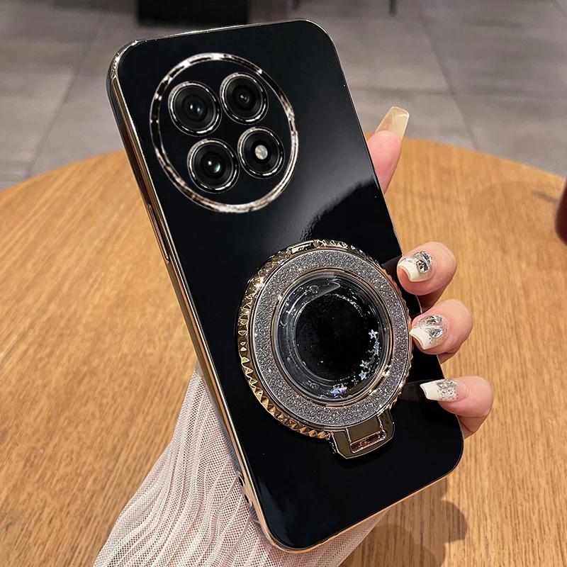 

Чехол-держатель Quicksand с гальваническим покрытием для Oneplus 13R 1+13, чехол-подставка из мягкого силикона и ТПУ с карамельным покрытием для Oneplus ACE 5 Pro ACE5 3V oneplus 13 чёрный