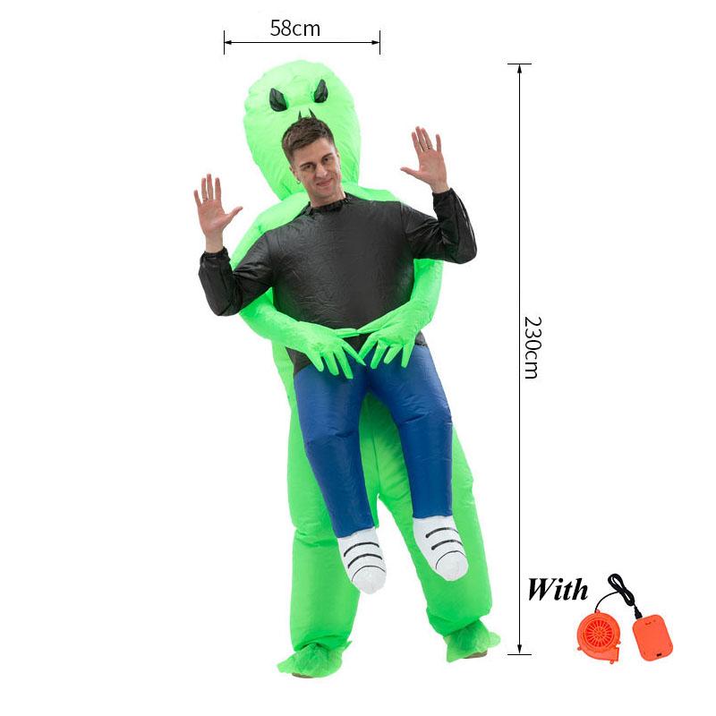 Youlun Inflatable Green Walking Toy Abducted by Aliens Blow up Morph Alien Costume for Adult and Kids Festive Decoration