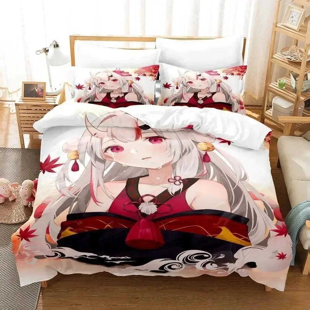 3D Anime Kawaii Nakiri Ayame Printed Bed Set Duvet Cover Pillowcase Bedding Set Bed Linen Sheet Quilt Cover Full Queen King Size