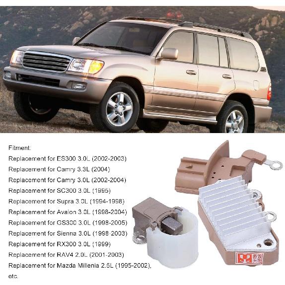 Acouto Alternator Voltage Regulator with Brush Holder 1260001810 1260001850 2770064130 Replacement for ES300 3.0L 2002-2003 for 3.3L 2004 for 1.8L