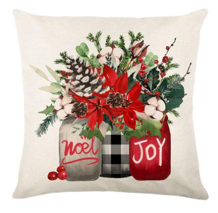 Christmas linen pillow cover sofa living room holiday decoration printed nap pillow