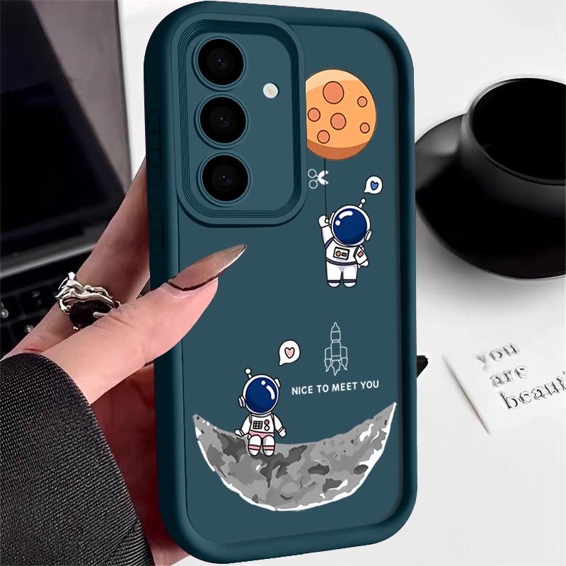 Soft Case For Samsung Galaxy S24 FE S25 Edge S22 S23 Ultra A56 A36 A26 A55 A16 A15 A35 A25 A14 A54 Cute Astronaut Phone Cover
