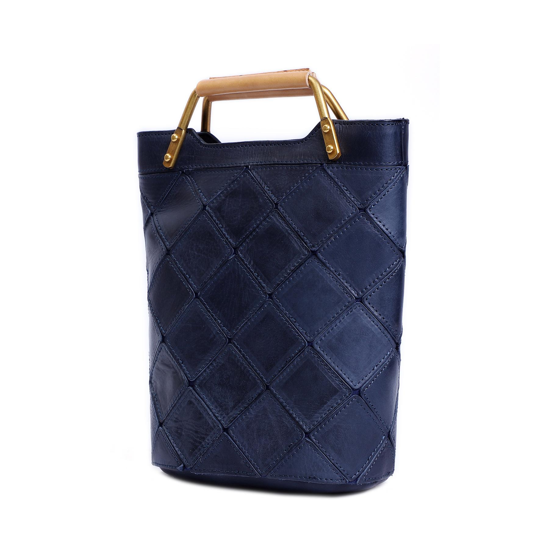 

Сумка из натуральной кожи, Ретро пэчворк сумка на одно плечо, Плетеная женская сумка кроссбоди из коровьей кожи, Ручная сумка кроссбоди синий