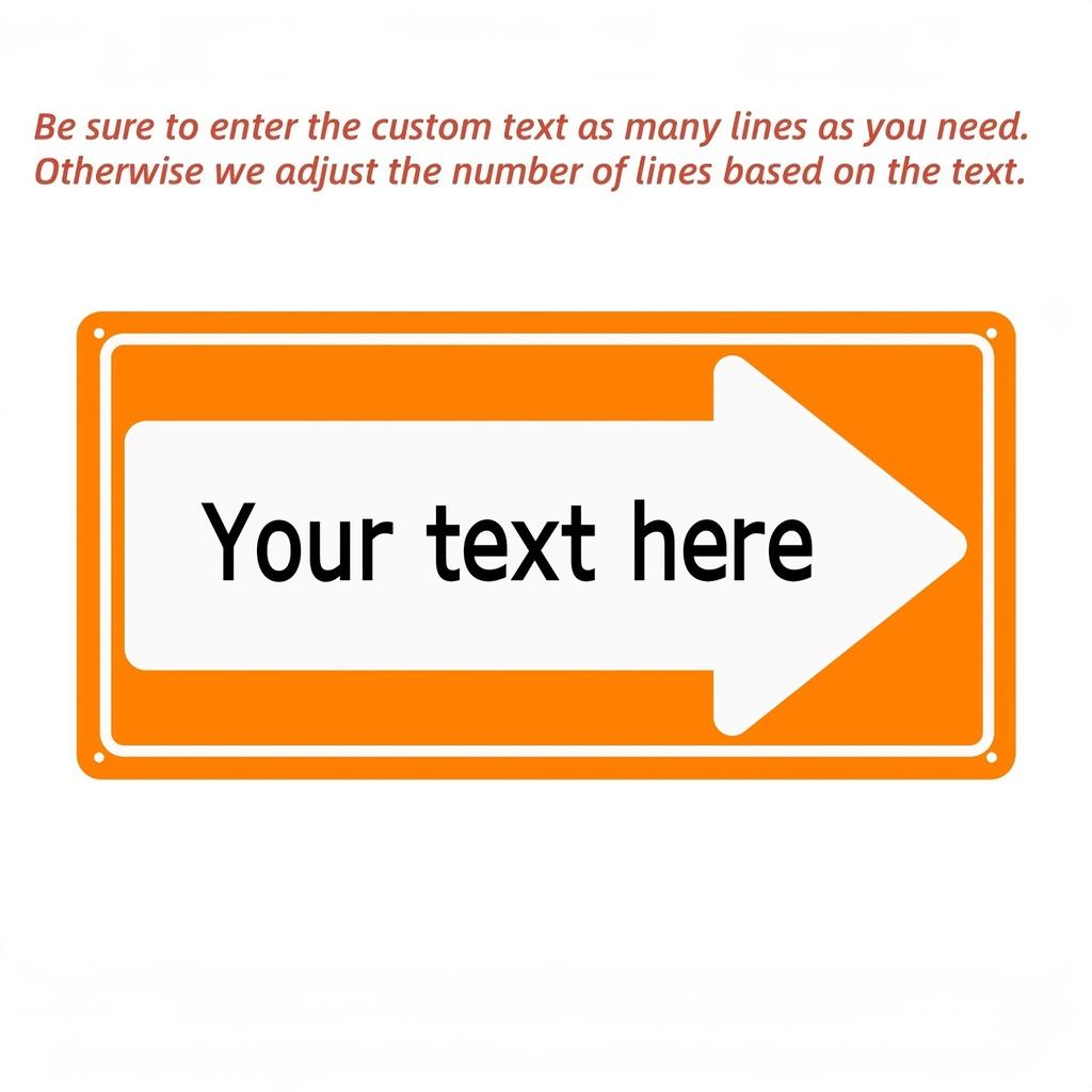 Custom Text Orange Right Arrow Aluminum Sign Personalized Direction Plaque Home Decor