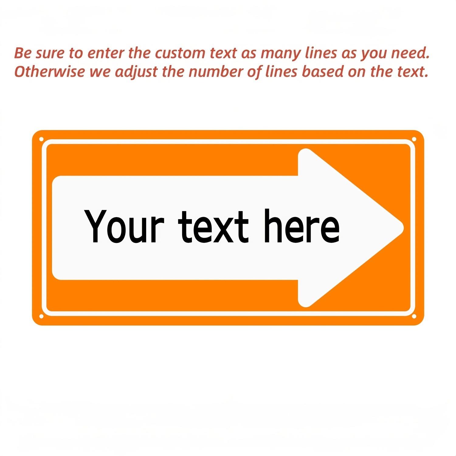 Custom Text Orange Right Arrow Aluminum Sign Personalized Direction Plaque Home Decor белый