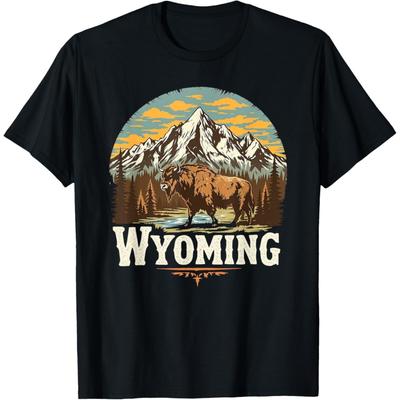 Wyoming Mountains and Buffalo Nature Scenic Wyoming T-Shirt