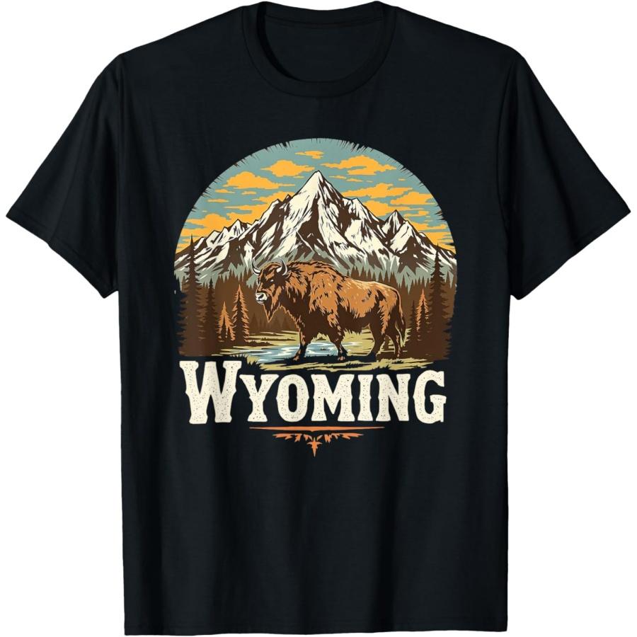 

Wyoming Mountains and Buffalo Nature Scenic Wyoming T-Shirt XXXXXL чорний