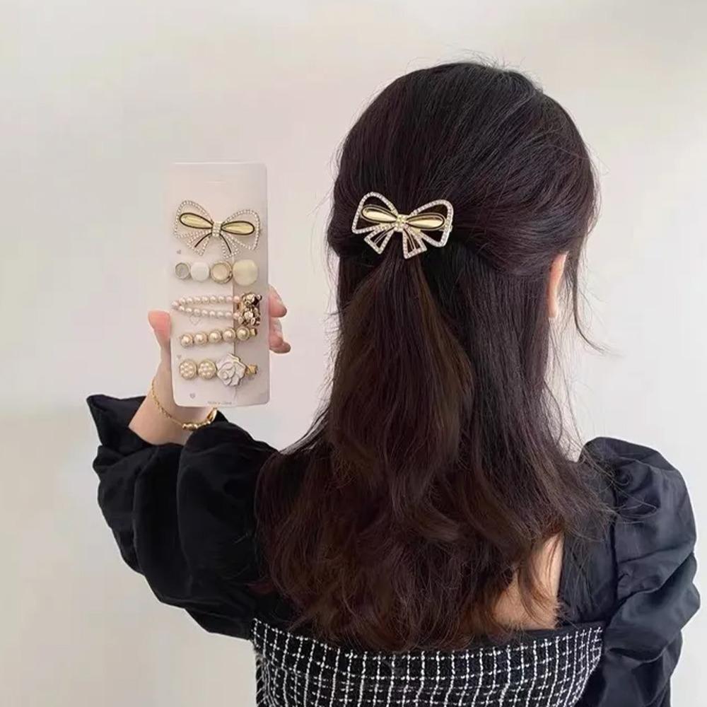 Alloy Material Crystal Hairpin Set Hand Crafted Star Sea Hair Clip Pearl Hair Clips Set Daily Use