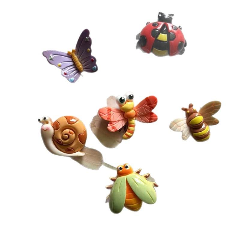 6 pièces Aimants de réfrigérateur amusants Série d'insectes sucrés Papillon Coccinelle Aimant mini réfrigérateur créatif Décoratif