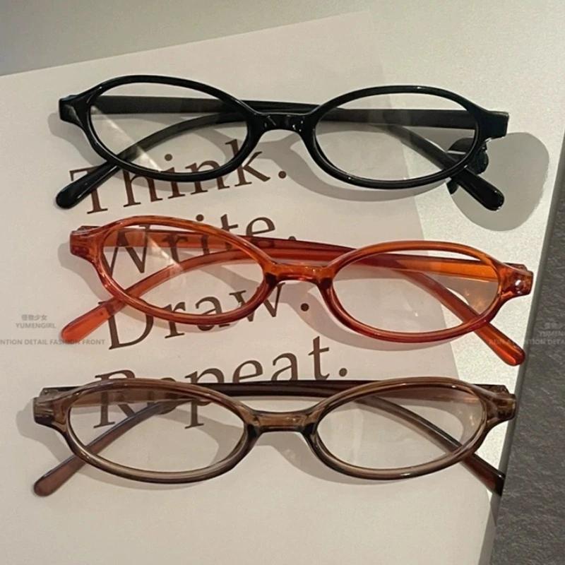 Women Oval Red Frame Glasses Gradient Green Frame Narrow Small Eyeglass Girls Outdoor Fashion Wear with Seaside Driving Glasses