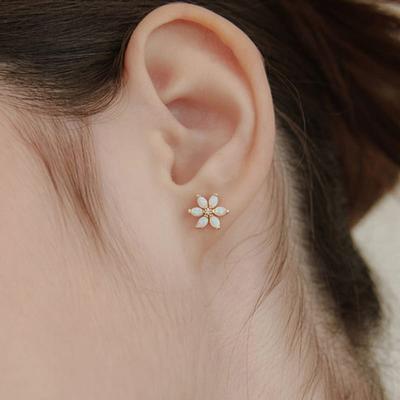 (925 Silver) Aurora Opal Flower Earrings EC3145