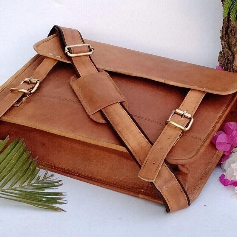 Vintage Briefcase Satchel Soft Leather Laptop Messenger Bag Shoulder