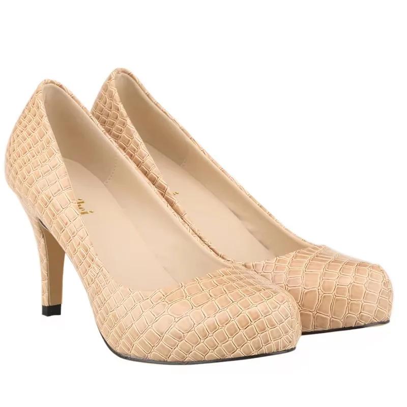 

Женские туфли-лодочки с сексуальным крокодиловым узором из кожи, модные туфли на низком высоком каблуке, женские черные туфли для офиса, повседневные, для вечеринок и свадеб 39