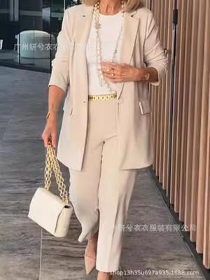 2024 Autumn/Winter Women's Cardigan Suit: Jacket & Trousers Set