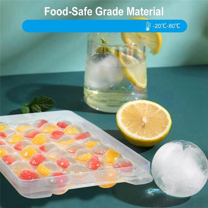 Good-Ice Cube Tray Round Ice Cube Trays Fit For Freezer, Easy-Release Ice Ball Maker Mold With Removable Blue