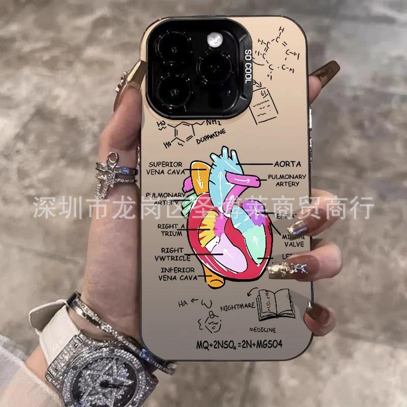 Heart construction for Apple 15 color silver iPhone14Pro creative 11promax matte 16 protective case 17