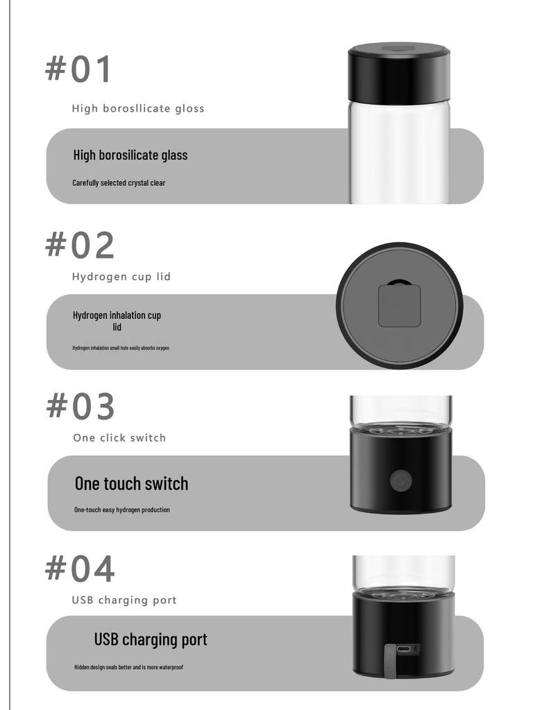 Dual-Use Hydrogen-Rich Electrolyzed Water Bottle - Large Capacity